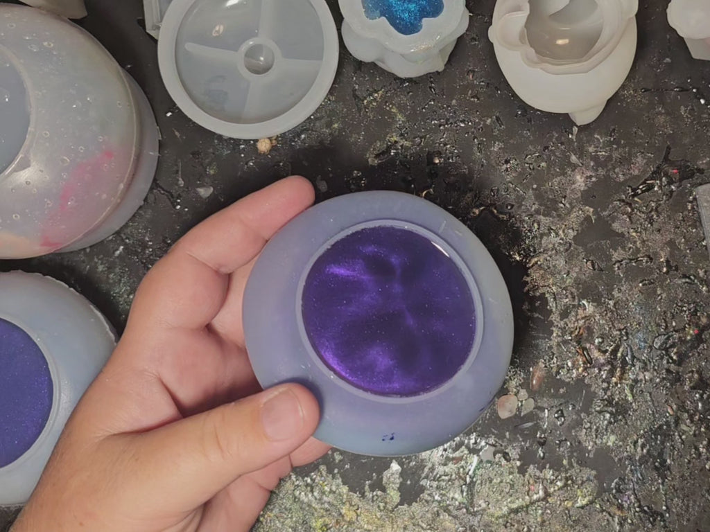 Epoxy Resin Mushroom Jar - Striped Lavender, Light Blue, Dark Green, and White